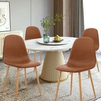 Juego de 4, Estilo Nórdico Vintage de Cuero Sintético con Patas de Metal, Sillas de Comedor para la Cocina, Sillones para el Salón, Color Marrón - details 5