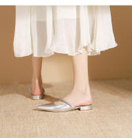 Zapatos planos puntiagudos con cadena de diamantes de imitación plateados - details 16