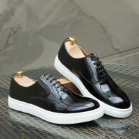 Zapatos casuales de cuero para hombre, zapatos de hombre de moda versátiles con cordones de piel de vaca. - details 6