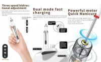 Taladro eléctrico para uñas inalámbrico, kit de lima de uñas recargable portátil, velocidades ajustables de 15000 RPM, para uñas acrílicas y de gel, lima profesional para manicura y pedicura, blanco - details 1