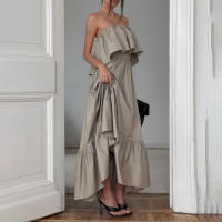Vestido de Playa de Moda Veraniega Estilo Francés con Cinturón sin Correa - details 3