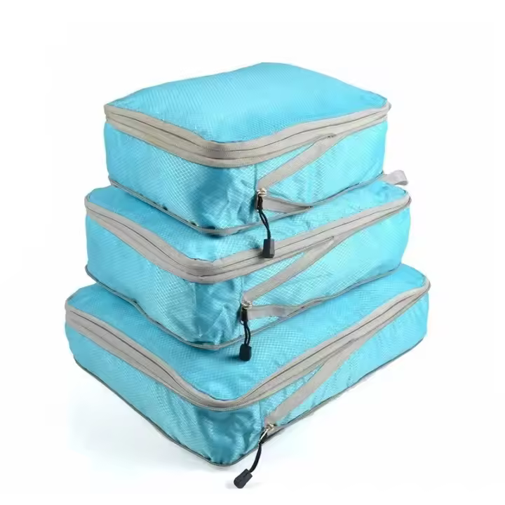 Bolsa de Almacenamiento de Viaje Compressible de Gran Capacidad Juego de 3 Cubos de Empaque Portátiles Negro, Azul, Gris - 1