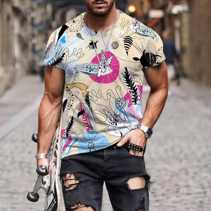 2025 camiseta 3d para hombre, manga corta, manga larga, ropa de moda, ropa de color - 1
