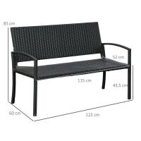 Homfa Patio al aire libre Banco de mimbre de ratán Silla de dos plazas Reposabrazos Cubierta de jardín Silla de ratán para todo tipo de clima Sofá de dos plazas - details 5
