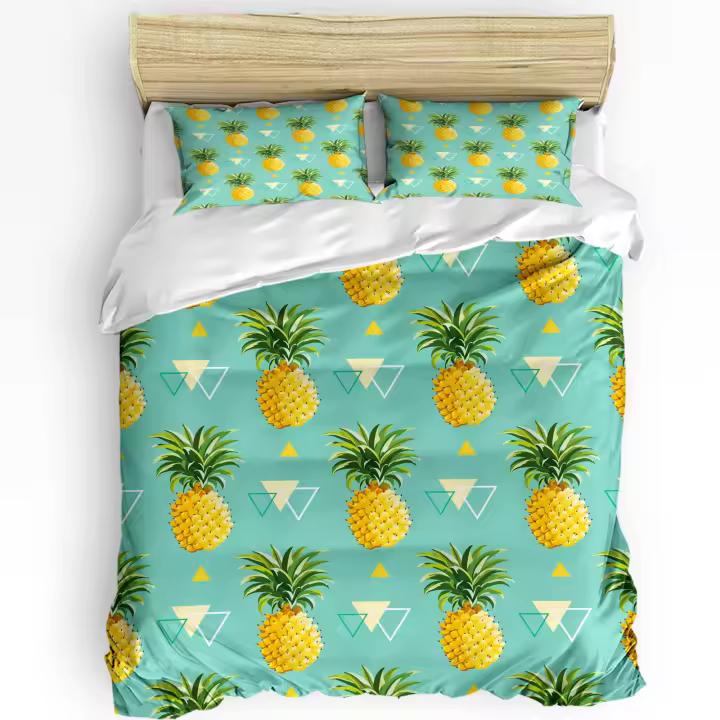Juego de ropa de cama de 3 piezas para dormitorio, edredón con estampado de frutas y fresas, funda de almohada, para verano - 1