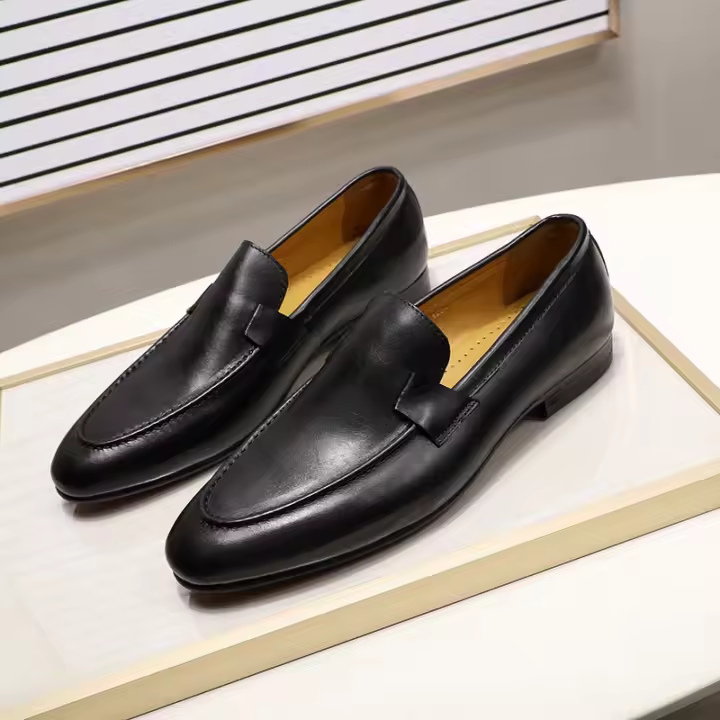 Clásico de un pedal casual zapatos de los hombres zapatos de cuero de vaca de primera capa - 1
