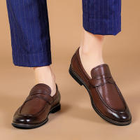 Mocasines de hombre, zapatos de cuero de un pedal de cuero genuino, primera capa de cuero de vaca de hombre - details 24