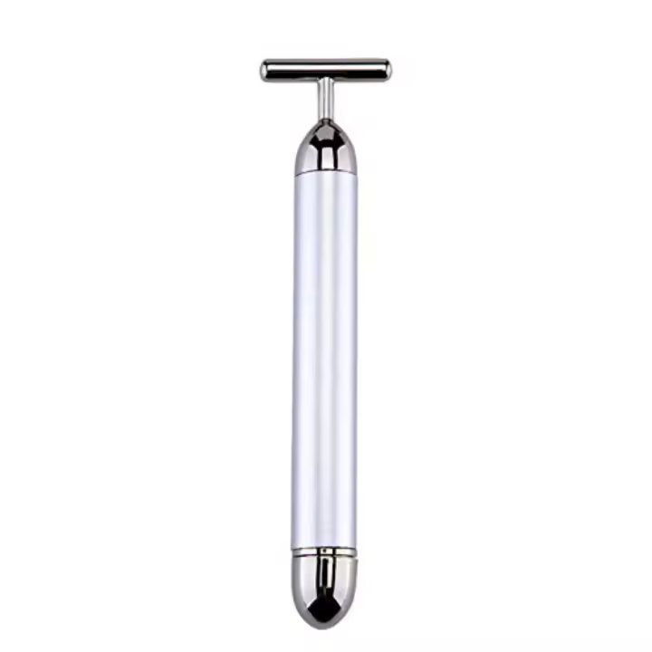 Masajeador Facial dorado para el cuidado de la piel, herramienta eléctrica en forma de T, Lifting Facial, antiarrugas, plateado - 1