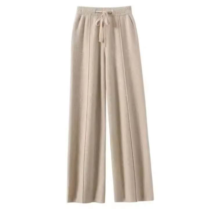 Moda coreana ancha de tela para mujer, pan de pierna recta con cintura alta, combinado con l, - 1