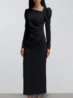 Vestido largo elegante de invierno con manga de viajero, nuevo estilo francés, traje de extremo para mujer - details 11