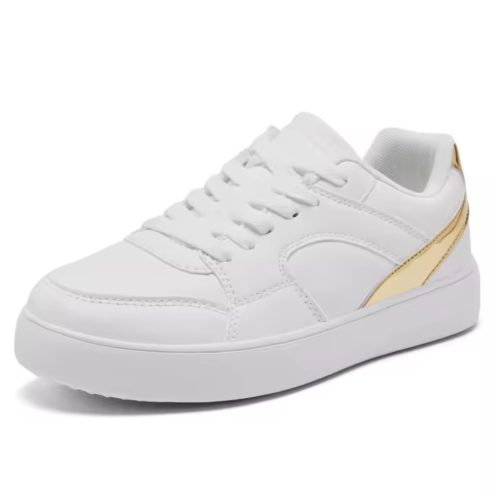 Zapatos de skate para mujer, zapatillas casuales de moda, parte superior baja, ligero, cómodo, con cordones, zapato antideslizante de cuero - 1