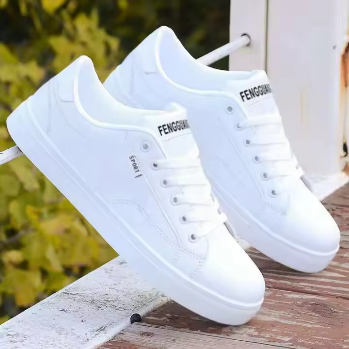 Zapatos casuales de suela gruesa de corte bajo de baloncesto de cuero transpirable deportivo a la moda para hombre, ligeros, cómodos y duraderos - 1