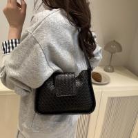 Bolso de hombro tejido de Color sólido a la moda, bolso de cuero Pu con hebilla, bolso pequeño de media luna, bolso de viaje para axila - details 2