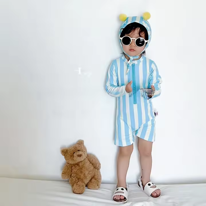 Traje de Baño de Una Pieza para Niños Manga Larga Secado Rápido Protección Solar - 1