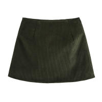 Minifalda Vintage de pana para mujer, falda acampanada de cintura alta, elegante e informal para oficina, Otoño e Invierno - details 1