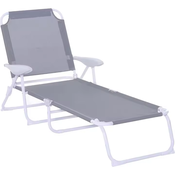 Reclinable y Plegable de Jardín con Respaldo Ajustable en 4 Posiciones Marco de Metal Texteline Transpirable 186x66x80 cm Gris - 1