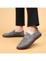 2025 nuevos zapatos de hombre de gran tamaño, de malla, informales, de cuero, con suela de piel de vaca, transpirables y sin cordones. - details 5