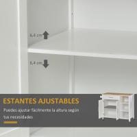 Cocina de Ruedas Mueble Auxiliar con 1 Cajón, 2 Puertas, 3 Estantes Abiertos y Barra Lateral para Comedor Blanco, 107.5x48x89 cm - details 5