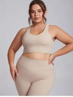 Sujetador deportivo curvo de yoga grande para mujer, body de gimnasio, trío súper elástico, conjunto de ropa deportiva, Oufit, 3XL - details 11