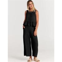 Conjuntos de dos piezas de verano para mujer, jersey informal sin mangas, tops y pantalones sueltos para mujer - details 4