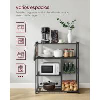 Estantería de Cocina con 2 Cestas de Malla Metálica, Estantería para Microondas, con Estantes y Ganchos, 35 x 80 x 95 cm, Estilo Industrial, Marrón Rústico y Negro - details 18