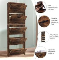 Mueble zapatero de 12 pares - Estantería de gran capacidad para vestíbulo o pasillo - (ancho) 60 x (profundidad) 24 x (alto) 80 cm - Madera clara blanca - details 169