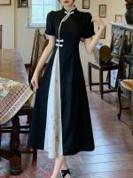 Vestido elegante de talla grande para mujer, nuevo estilo, Cheongsam mejorado, pintura de tinta Oriental, verano - details 7