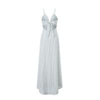 Maemukilabe Vestido largo Y2k con tirantes finos para mujer, cuello en V, lazo frontal, vestido largo sin mangas, sin espalda, vestido de fiesta y boda - details 1