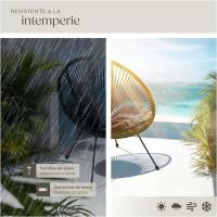 Conjunto de 2 Sillas Jardín Exterior Estilo Acapulco, Conjunto Sillas Terraza de Acero, Resistente a Intemperie, Hilos de Polietileno y Topes en Patas, Hasta 120kg, Interior/Exterior - negro - details 7