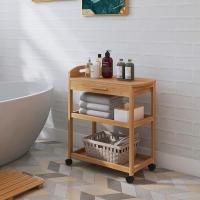 Carro de Cocina Sobredrago con Cajón y Estantes Estante Rodante de Bambú de 3 Niveles con Encimera de Madera Maciza y Ruedas Bloqueables - details 2