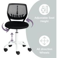 Silla de escritorio ajustable giratoria, silla de oficina con asiento de tela, silla de trabajo ergonómica sin reposabrazos, negra - details 5