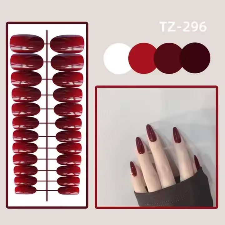 Punto de Diamante 3D de Gradiente Blanco Uñas de Acrílico con Almendra Prensada Resistente al Desgaste 24 Unids por Set - 1