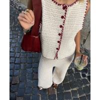 Moda Primavera-Verano 2025 para Mujeres Estilo Casual con Cuello Redondo y Sin Mangas Chaleco de Cintura Alta Pantalones Traje - details 5