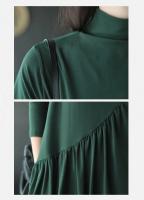 Vestido Vintage artístico de primavera para mujer, medio Polo holgado/cuello de tortuga, longitud media, adelgazante, falda elegante reductora de edad, 2021 - details 19