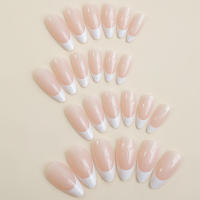 24PCS, uñas postizas francesas desnudas con punta blanca, aplicar, fácil de quitar, para uso diario y fiestas - details 1
