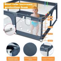 150x180cm - Parques de Juegos para Bebé con Malla Transpirable, Corralito Bebe Plegable con 50 Bola de Océano y 4 Anillas para Niños, gris - details 3