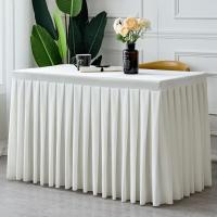 Mantel de Terciopelo Rectangular 1Pc para Eventos de Boda y Fiesta Cubierta de Mesa de Conferencia y Exhibición Blanco/Negro - details 9