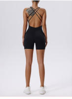 Traje completo para mujer, con monos de entrenamiento ajustados y pantalones cortos de correr sin mangas, secado rápido - details 20