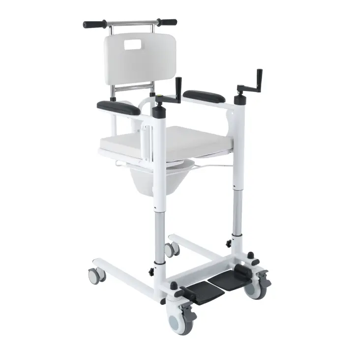 Silla de transferencia para pacientes, silla de inodoro para personas mayores con ruedas, altura ajustable, elevador de pacientes - 1