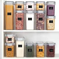 Organizadores de almacenamiento de alimentos con tapa, contenedor de granos, refrigerador, caja de fideos, tanque de almacenamiento multigrano, latas selladas, suministro de cocina, 5 piezas - details 4