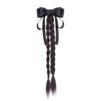 Estilo de Ballet, cola de caballo con lazo negro, extensión de cabello trenzado de boxeo, peluca de cola de poni, peluca trenzada de giro largo Natural para mujer - details 5