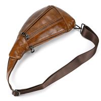 Bolso de pecho de cuero de vaca suave para hombres, paquete de pecho de cuero genuino, bandolera pequeña, bolso antirrobo, café - details 6