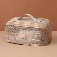 Bolsa de cosméticos de malla de Color sólido portátil, bolsa de maquillaje transparente con cremallera, bolsa de almacenamiento, bolsa de maquillaje para almohada para mujer - details 2