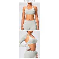 Sujetador deportivo de estilo europeo y americano con cuello halter, alta elasticidad, nylon mate, gran espalda abierta, top de yoga para mujeres - details 13