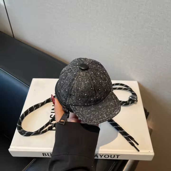 Gorra de béisbol vaquera, bolso cruzado, bolsa de almacenamiento para auriculares, Mini sombrero Harajuku, billetera, monedero de lona portátil de estilo coreano para uso diario - 1