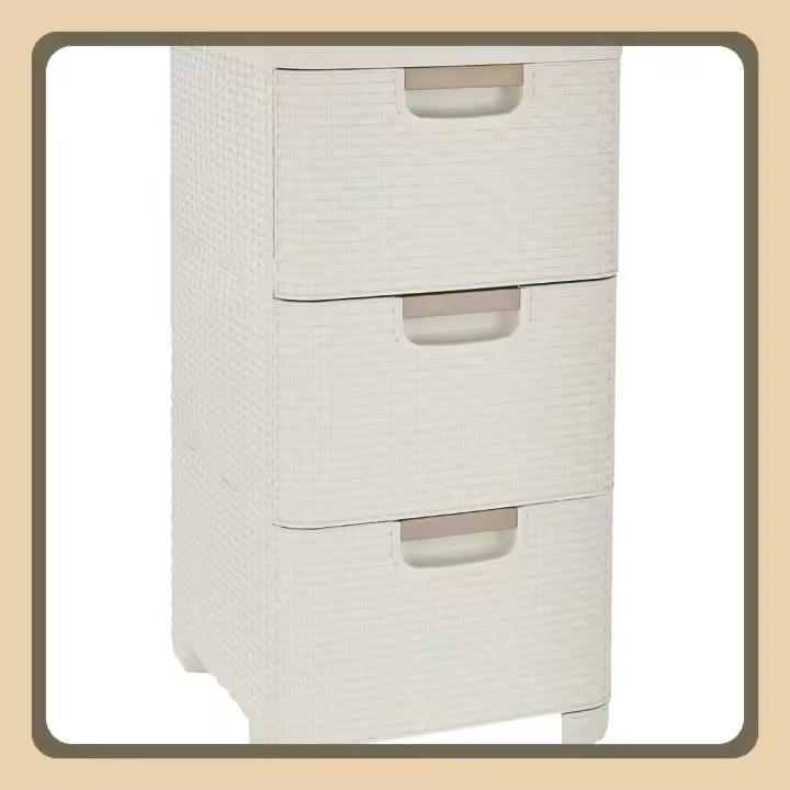 Cajonera Estilo con 3 cajones de 14 L, 37, 8 x 32, 8 x 59, 5, color blanco, Ordenación, Cajones en forma estantería - 1