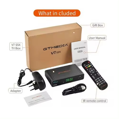 Gtmedia Receptor de TV Satelital V7 S5X Resolución 1080P H.265(8bit) Soporte para Llave de Biznaga - 1