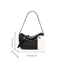 2025 Nuevo bolso de hombro con textura arrugada para mujer - Correa ajustable, herrajes en tono dorado, cierre de cremallera, negro, diseño minimalista elegante para desplazamientos y viajes, bolso elegante, bolso moderno, construcción duradera, bolso de - details 2