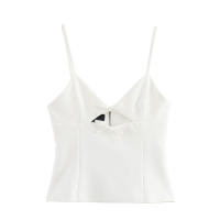 Top de Dos Colores para Mujer OUWU Diseño Ahuecado, Decoración con Lazo, Top de Color Sólido con Tirantes, Ropa de Calle Sexy Dulce Y2K - details 1