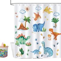 Cortina de Ducha de Animales de Dibujos Animados ABC para Niños Decoración de Baño Colorida - details 0